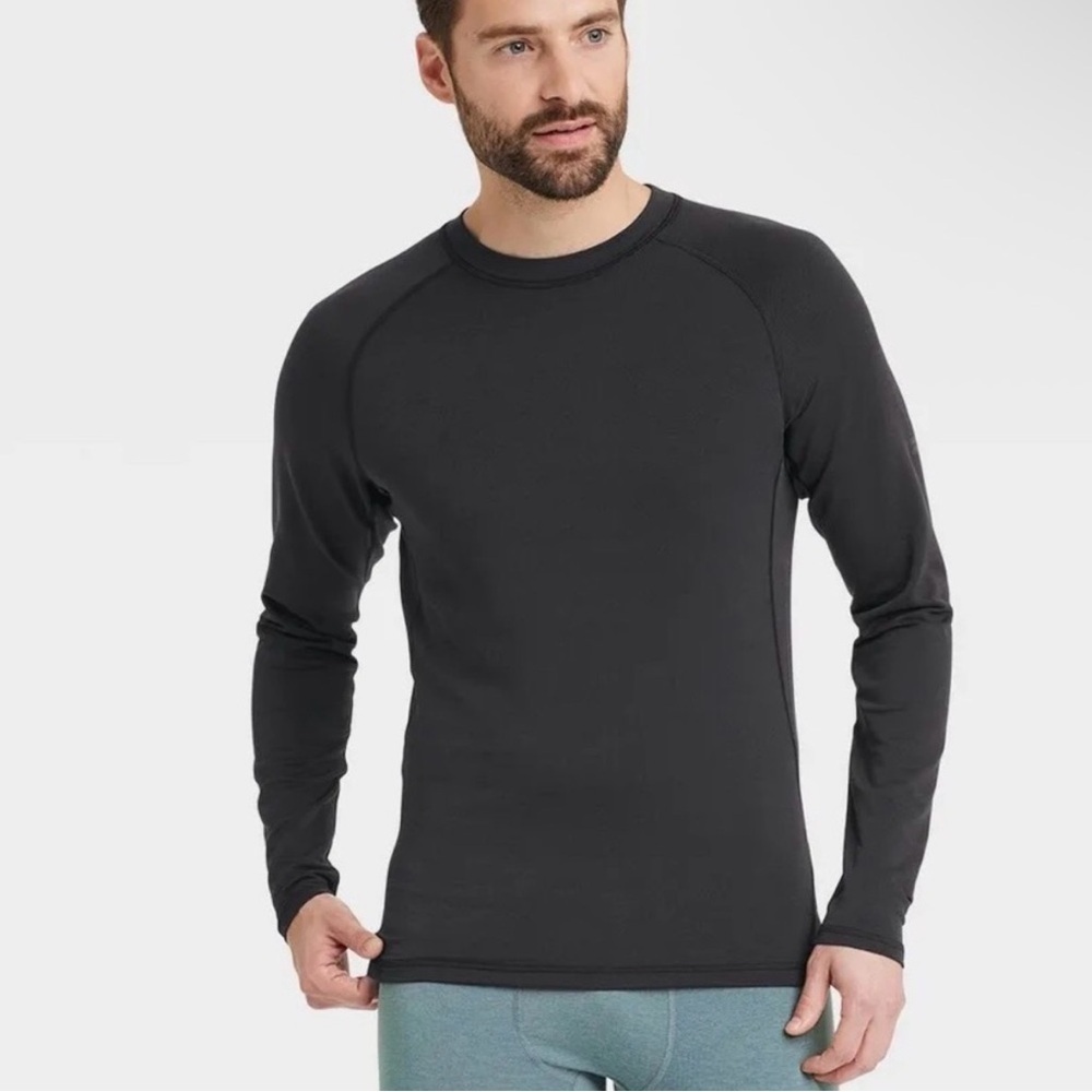 All In Motion Men's Cold Weather Mock Long Sleeve Shirt Black Size Small